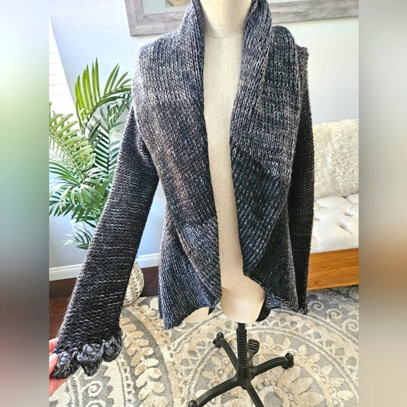 ALBINAAS ALPACA-Black & Gray Peruvian Alpaca Circle Jacket Coat Peplum Style - Picture 2 of 15